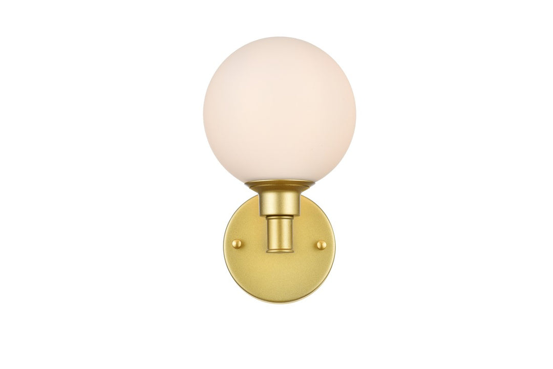 Elegant Cordelia LD7317W6BRA Bath Vanity Light 6 in. wide - Brass And Frosted White