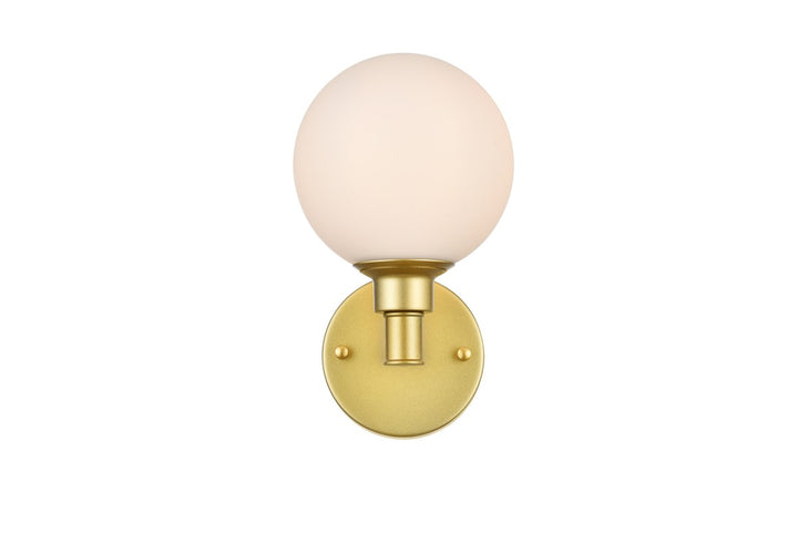 Elegant Cordelia LD7317W6BRA Bath Vanity Light 6 in. wide - Brass And Frosted White