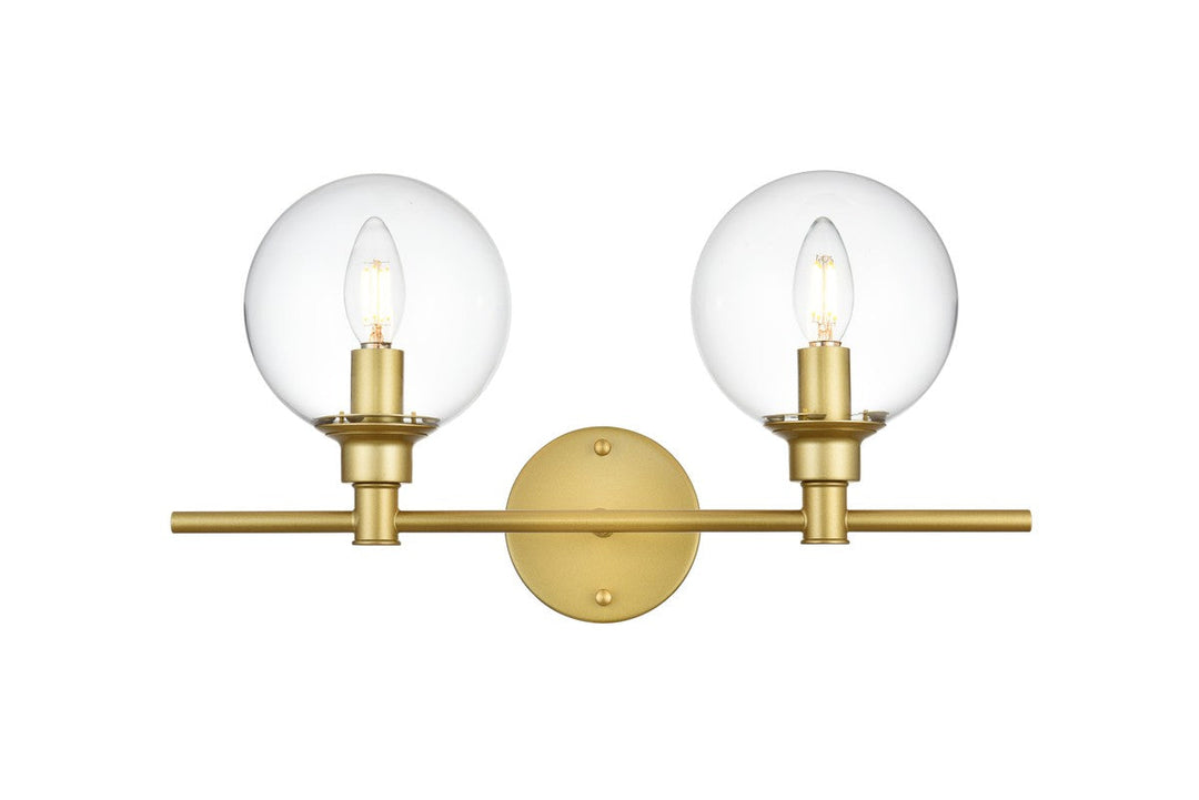 Elegant Jaelynn LD7318W19BRA Bath Vanity Light 19 in. wide - Brass And Clear