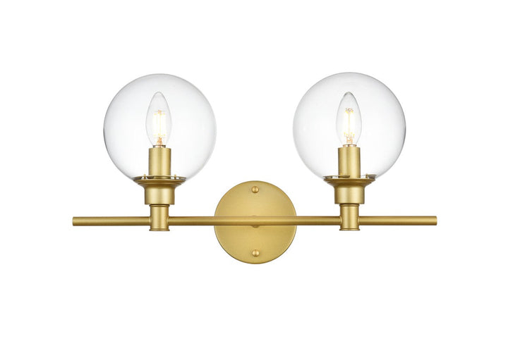 Elegant Jaelynn LD7318W19BRA Bath Vanity Light 19 in. wide - Brass And Clear