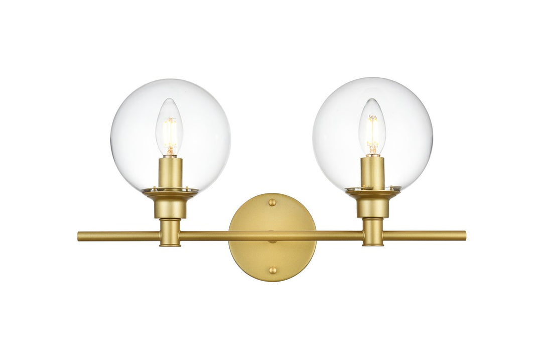 Elegant Jaelynn LD7318W19BRA Bath Vanity Light 19 in. wide - Brass And Clear