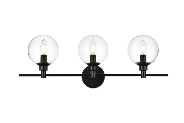 Elegant Jaelynn LD7318W28BLK Bath Vanity Light 28 in. wide - Black And Clear