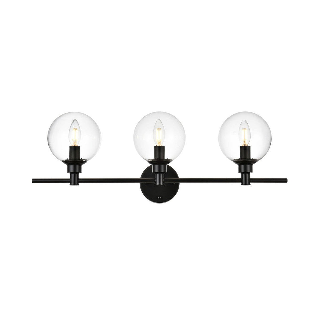 Elegant Jaelynn LD7318W28BLK Bath Vanity Light 28 in. wide - Black And Clear