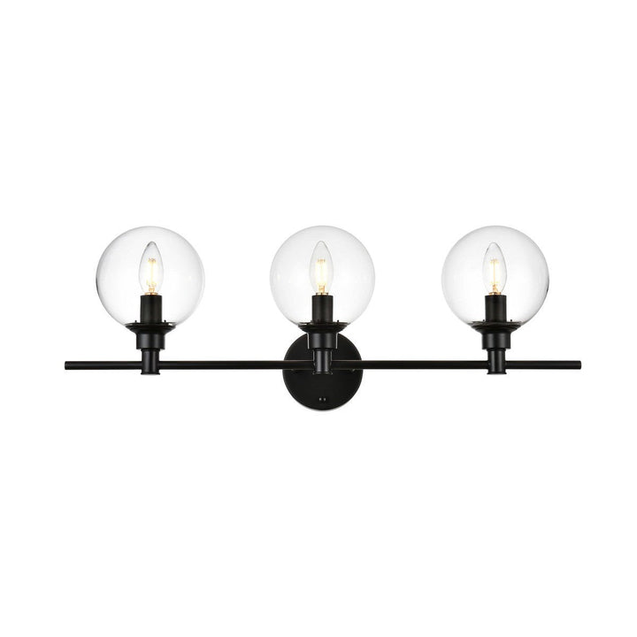 Elegant Jaelynn LD7318W28BLK Bath Vanity Light 28 in. wide - Black And Clear