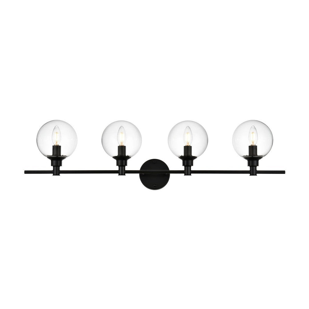 Elegant Jaelynn LD7318W38BLK Bath Vanity Light 38 in. wide - Black And Clear