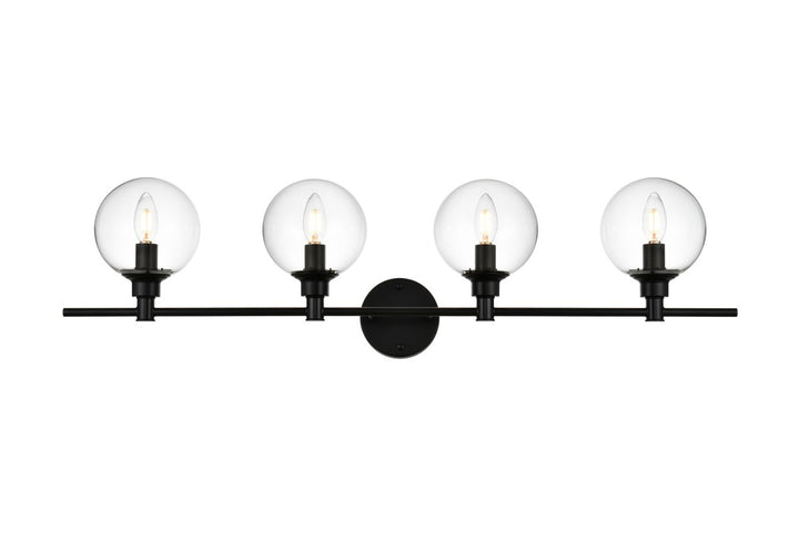 Elegant Jaelynn LD7318W38BLK Bath Vanity Light 38 in. wide - Black And Clear