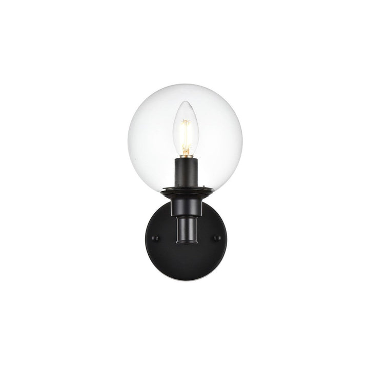 Elegant Jaelynn LD7318W6BLK Bath Vanity Light 6 in. wide - Black And Clear