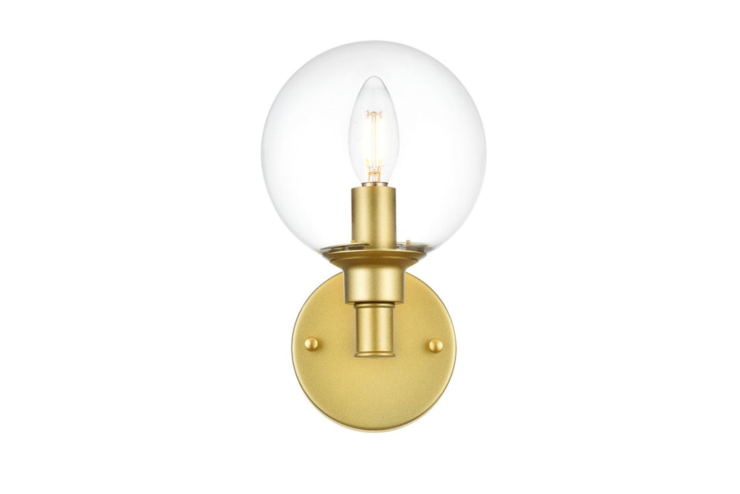 Elegant Jaelynn LD7318W6BRA Bath Vanity Light 6 in. wide - Brass And Clear