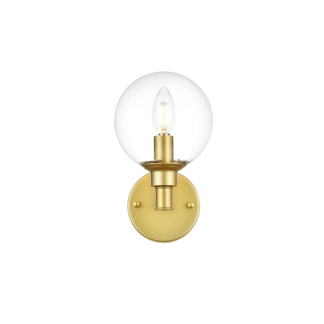 Elegant Jaelynn LD7318W6BRA Bath Vanity Light 6 in. wide - Brass And Clear