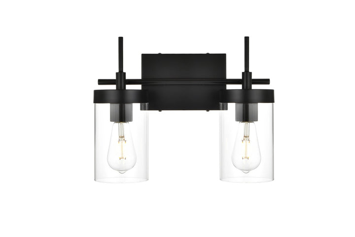 Elegant Benny LD7319W14BLK Bath Vanity Light 14 in. wide - Black And Clear