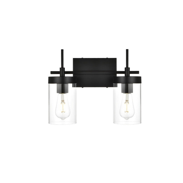 Elegant Benny LD7319W14BLK Bath Vanity Light 14 in. wide - Black And Clear