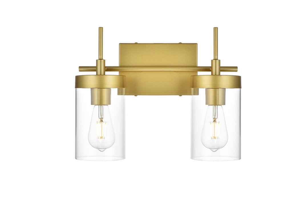 Elegant Benny LD7319W14BRA Bath Vanity Light 14 in. wide - Brass And Clear