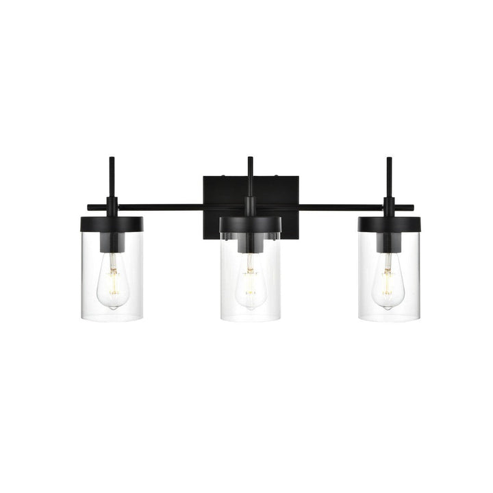 Elegant Benny LD7319W24BLK Bath Vanity Light 24 in. wide - Black And Clear