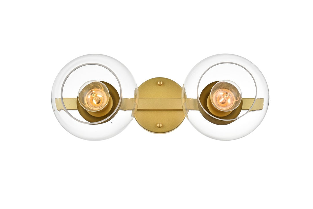 Elegant Rogelio LD7320W17BRA Bath Vanity Light 17 in. wide - Brass And Clear