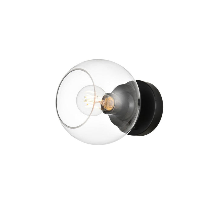 Elegant Rogelio LD7320W7BLK Bath Vanity Light 7 in. wide - Black And Clear