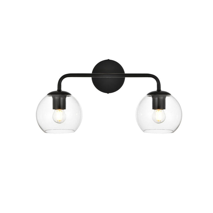 Elegant Genesis LD7321W19BLK Bath Vanity Light 19 in. wide - Black And Clear