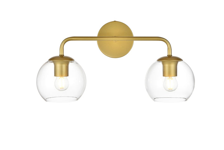 Elegant Genesis LD7321W19BRA Bath Vanity Light 19 in. wide - Brass And Clear