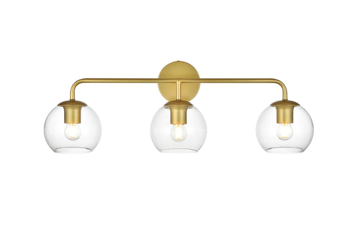 Elegant Genesis LD7321W28BRA Bath Vanity Light 28 in. wide - Brass And Clear