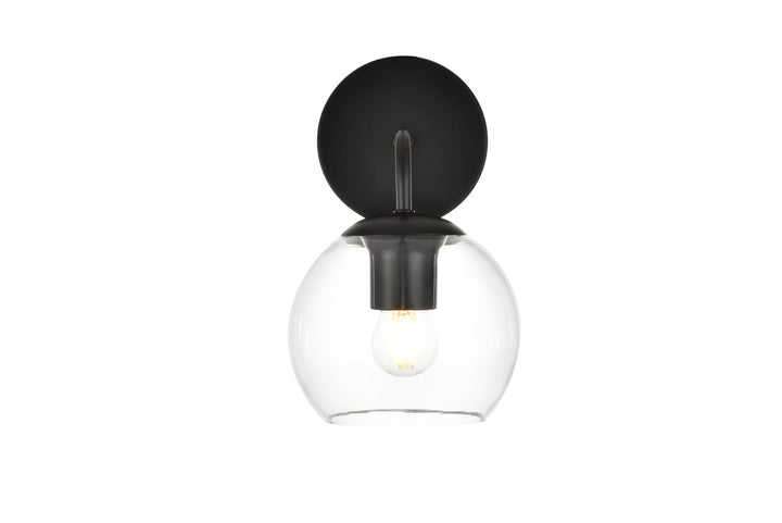 Elegant Genesis LD7321W6BLK Bath Vanity Light 6 in. wide - Black And Clear