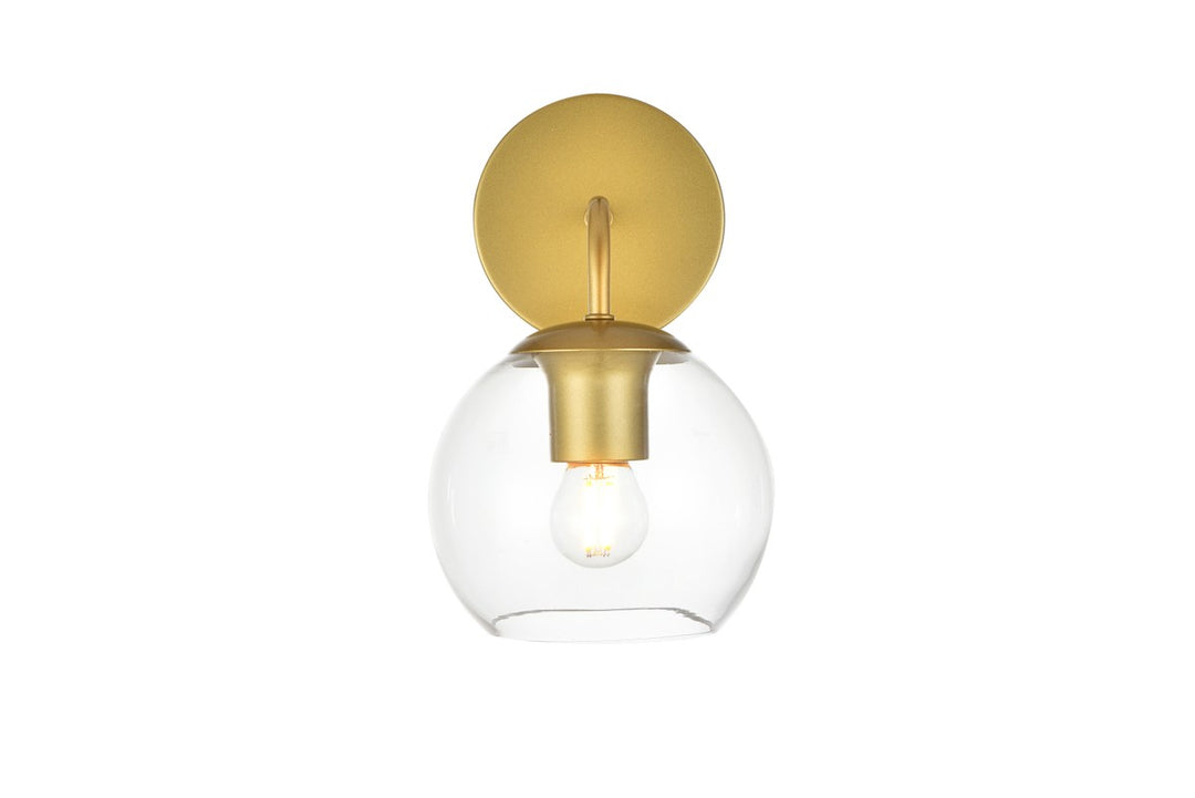 Elegant Genesis LD7321W6BRA Bath Vanity Light 6 in. wide - Brass And Clear