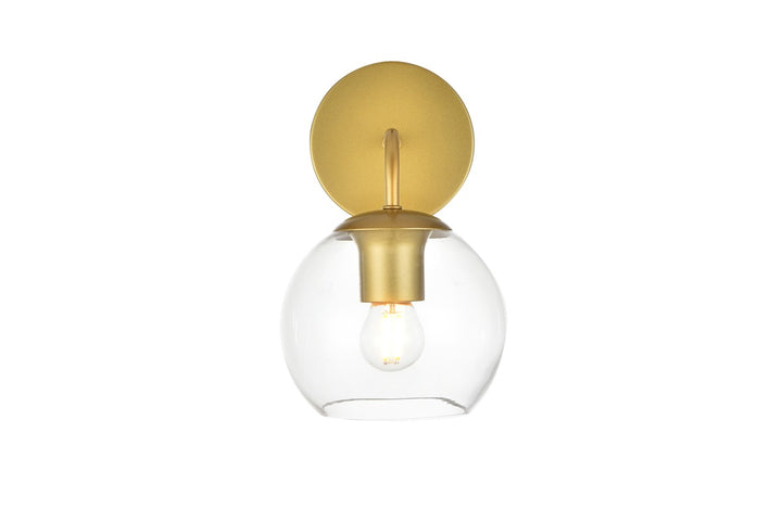 Elegant Genesis LD7321W6BRA Bath Vanity Light 6 in. wide - Brass And Clear