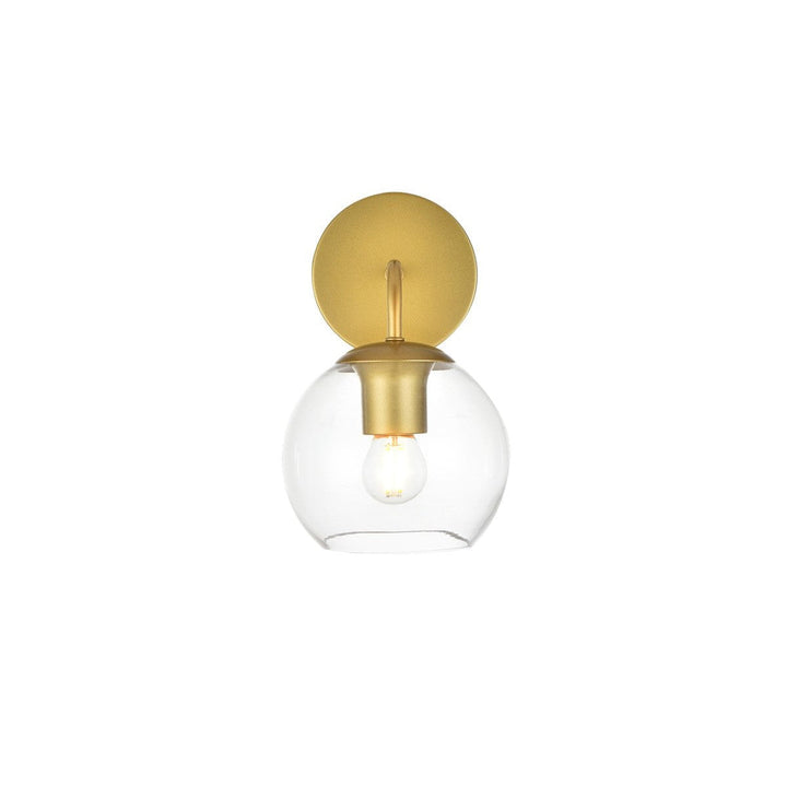 Elegant Genesis LD7321W6BRA Bath Vanity Light 6 in. wide - Brass And Clear