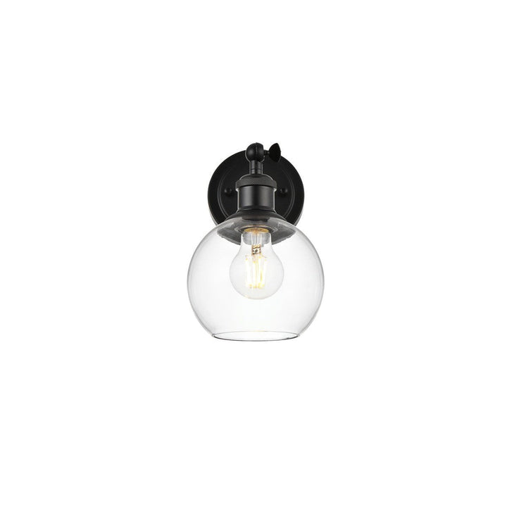 Elegant Kai LD7325W6BLK Bath Vanity Light 6 in. wide - Black And Clear