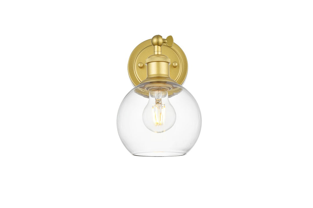 Elegant Kai LD7325W6BRA Bath Vanity Light 6 in. wide - Brass And Clear