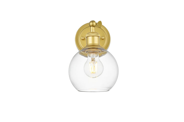 Elegant Kai LD7325W6BRA Bath Vanity Light 6 in. wide - Brass And Clear