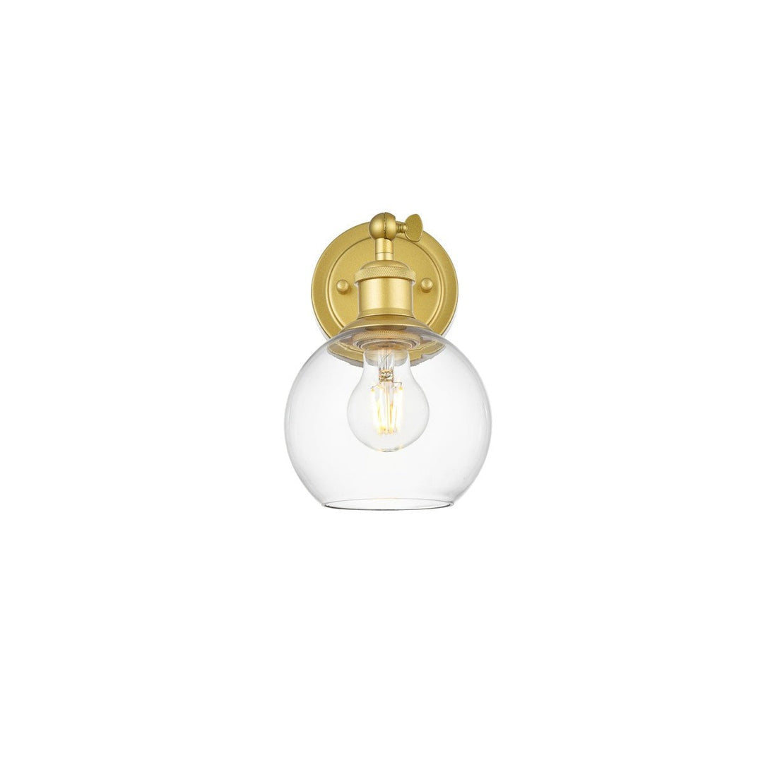 Elegant Kai LD7325W6BRA Bath Vanity Light 6 in. wide - Brass And Clear