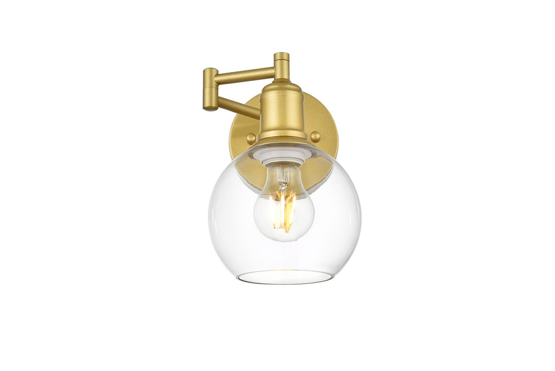 Elegant Davian LD7327W6BRA Wall Sconce Light - Brass And Clear