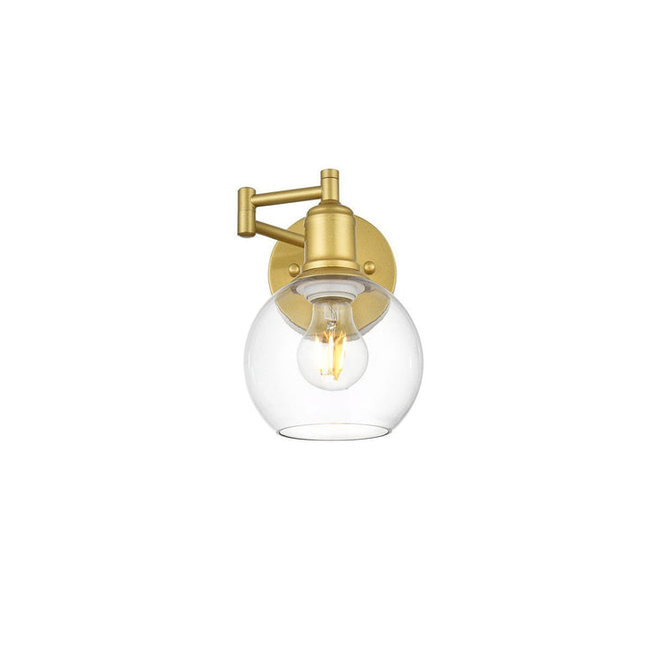 Elegant Davian LD7327W6BRA Wall Sconce Light - Brass And Clear