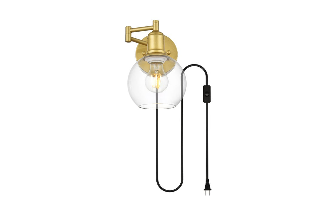 Elegant Caspian LD7332W6BRA Wall Sconce Light - Brass And Clear