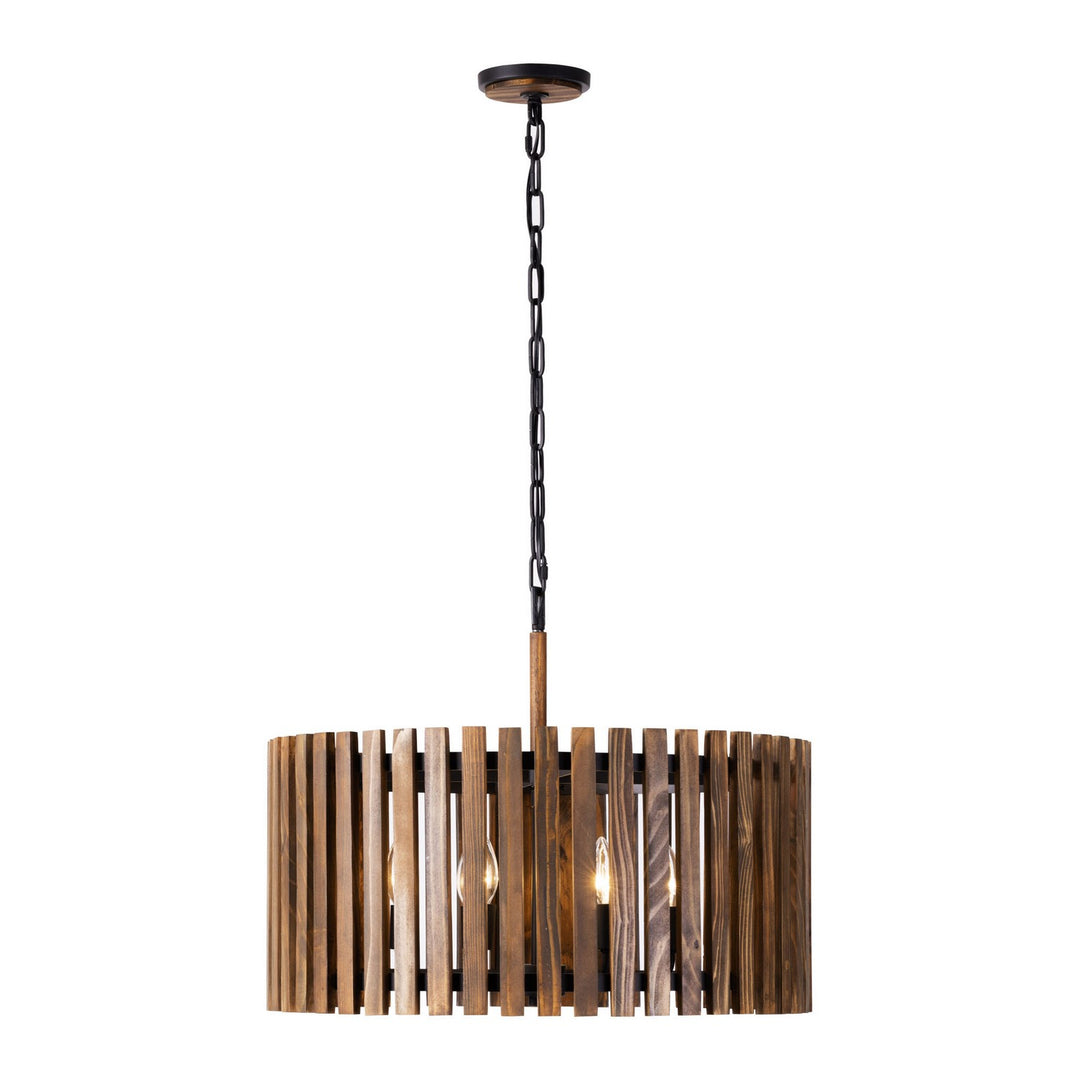 Varaluz Suratto 387P06MBW Pendant Light - Matte Black/Medium Walnut