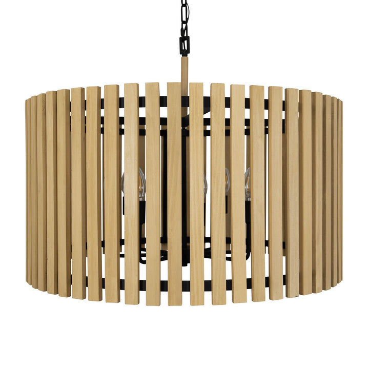 Varaluz Suratto 387P08MBH Pendant Light - Matte Black/Honey Blonde