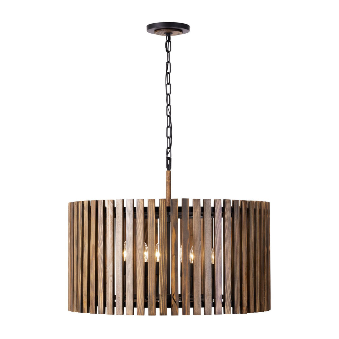 Varaluz Suratto 387P08MBW Pendant Light - Matte Black/Medium Walnut