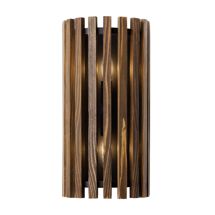 Varaluz Suratto 387W02MBW Wall Sconce Light - Matte Black/Medium Walnut