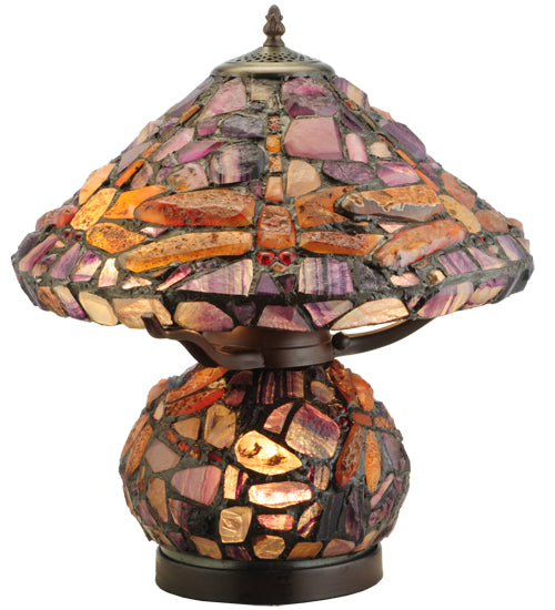 Meyda Tiffany Lighting 138107 Dragonfly Two Light Table Lamp Lamp Bronze / Dark
