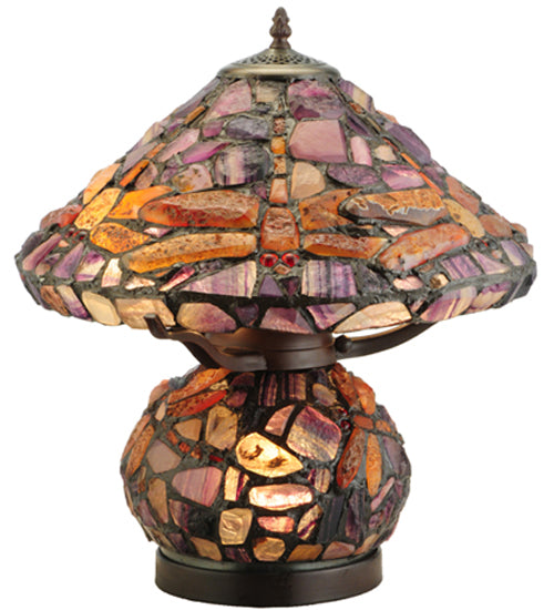 Meyda Tiffany Lighting 138107 Dragonfly Two Light Table Lamp Lamp Bronze / Dark