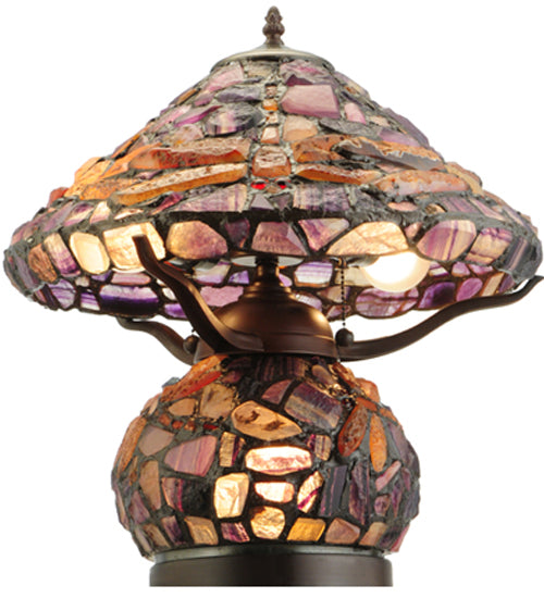 Meyda Tiffany Lighting 138107 Dragonfly Two Light Table Lamp Lamp Bronze / Dark
