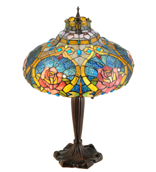 Meyda Tiffany Lighting 138108 Dragonfly Rose Table Lamp Lamp Bronze / Dark