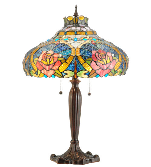 Meyda Tiffany Lighting 138108 Dragonfly Rose Table Lamp Lamp Bronze / Dark