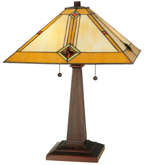 Meyda Tiffany Lighting 138110 Diamond Mission Two Light Table Lamp Lamp Bronze / Dark