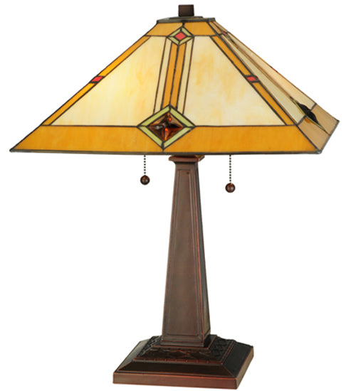 Meyda Tiffany Lighting 138110 Diamond Mission Two Light Table Lamp Lamp Bronze / Dark