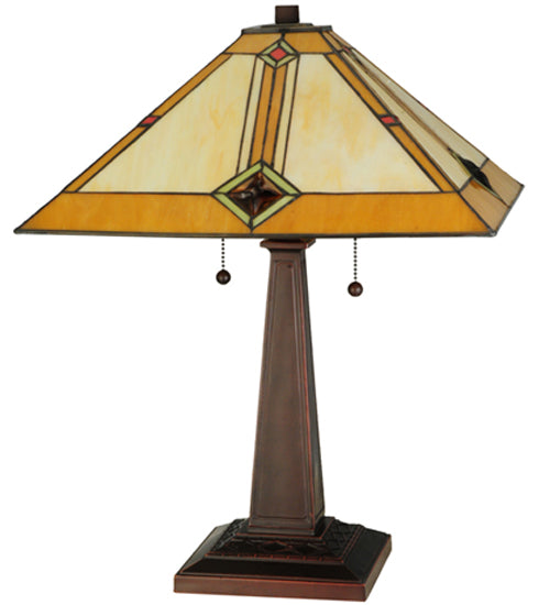 Meyda Tiffany Lighting 138110 Diamond Mission Two Light Table Lamp Lamp Bronze / Dark