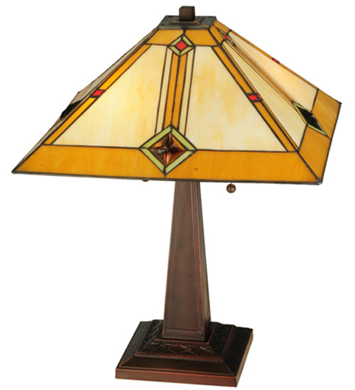 Meyda Tiffany Lighting 138110 Diamond Mission Two Light Table Lamp Lamp Bronze / Dark