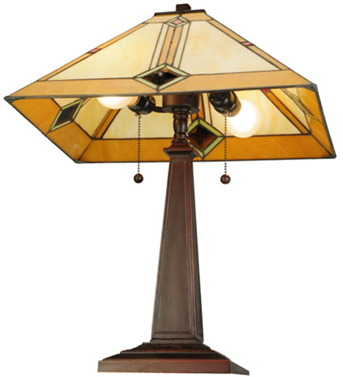 Meyda Tiffany Lighting 138110 Diamond Mission Two Light Table Lamp Lamp Bronze / Dark