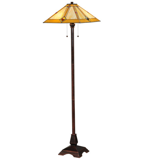 Meyda Tiffany Lighting 138112 Diamond Mission Two Light Floor Lamp Lamp Bronze / Dark