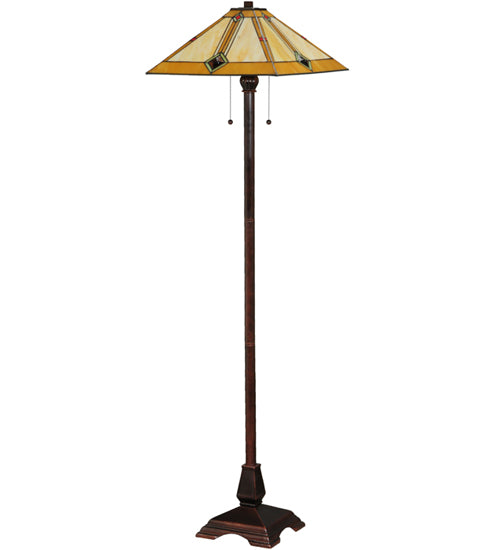 Meyda Tiffany Lighting 138112 Diamond Mission Two Light Floor Lamp Lamp Bronze / Dark