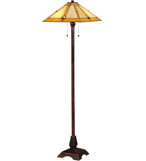 Meyda Tiffany Lighting 138112 Diamond Mission Two Light Floor Lamp Lamp Bronze / Dark